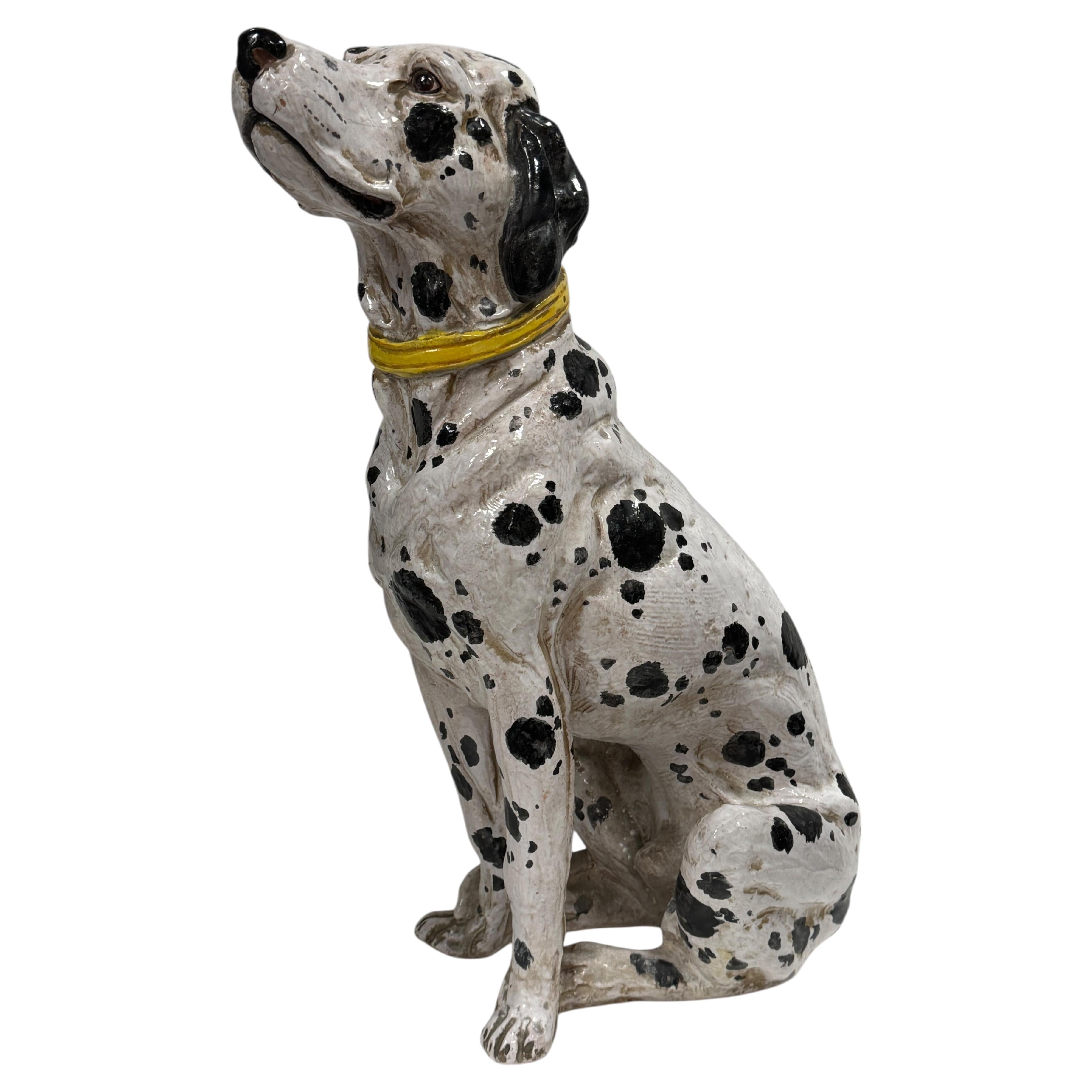 Dálmata italiano Estatua de perro de terracota Vintage, Italia Años 60