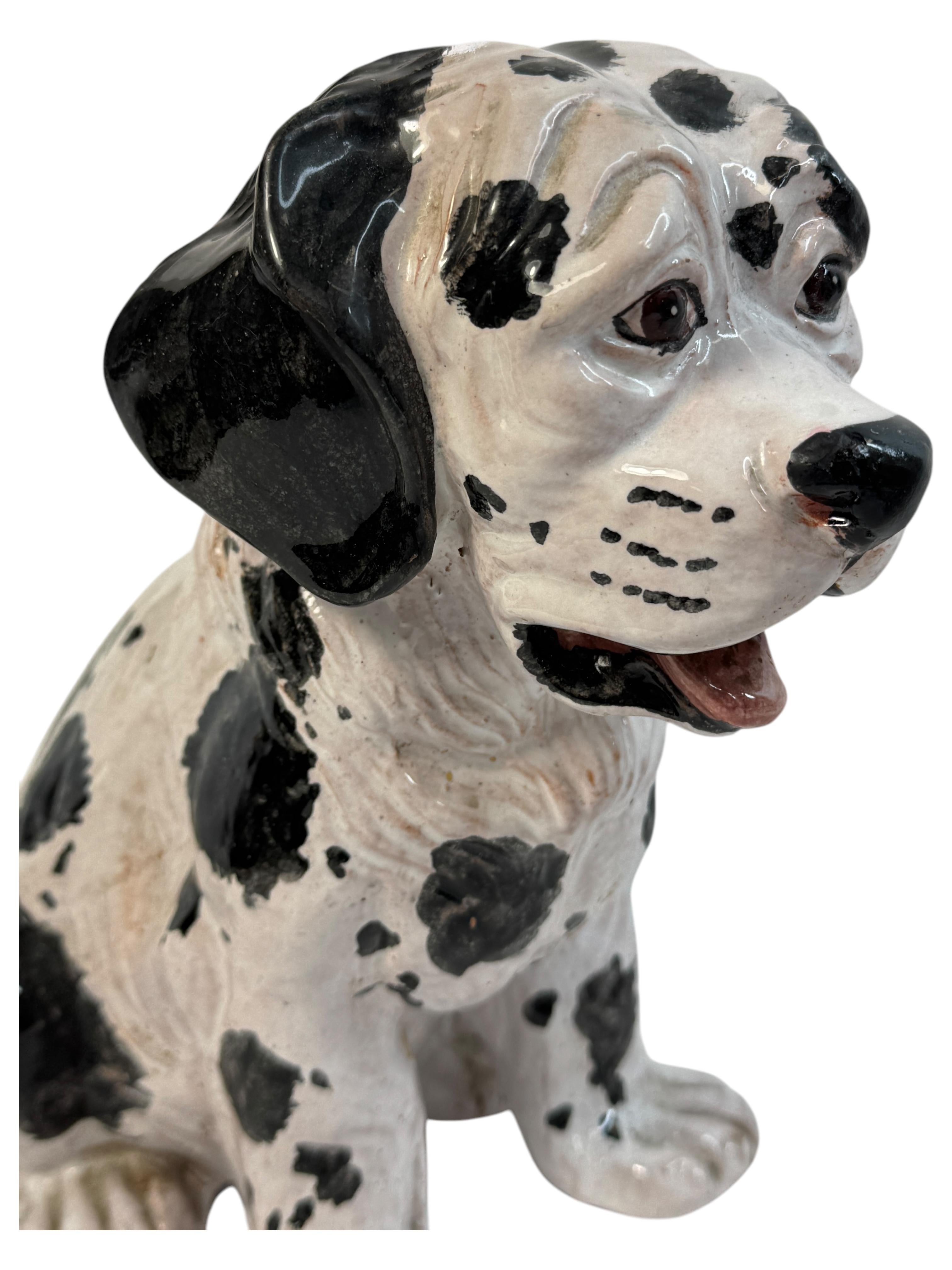 Cucciolo dalmata italiano in terracotta statua di cane Vintage, anni '60 in vendita 4