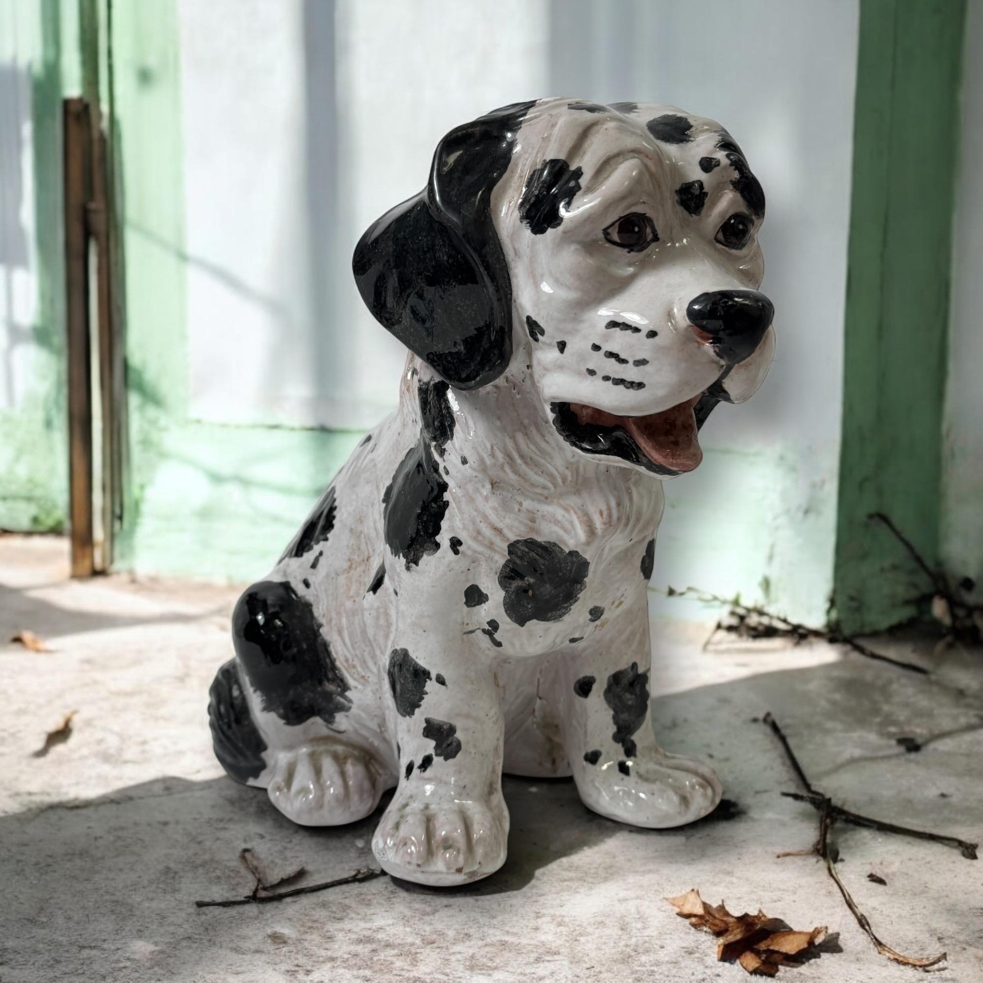 Mid-Century moderno Cucciolo dalmata italiano in terracotta statua di cane Vintage, anni '60 in vendita