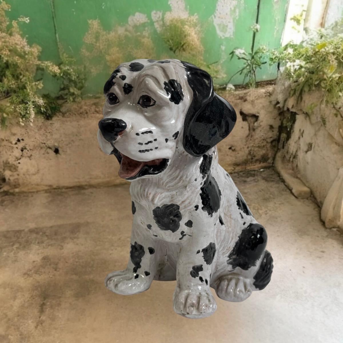 Italiano Cucciolo dalmata italiano in terracotta statua di cane Vintage, anni '60 in vendita