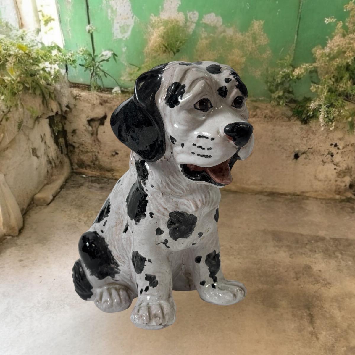 Cucciolo dalmata italiano in terracotta statua di cane Vintage, anni '60 In condizioni buone in vendita a Nuernberg, DE