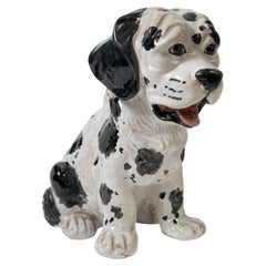 Statue de chien Dalmatien italienne en majolique et terre cuite vintage, années 1960
