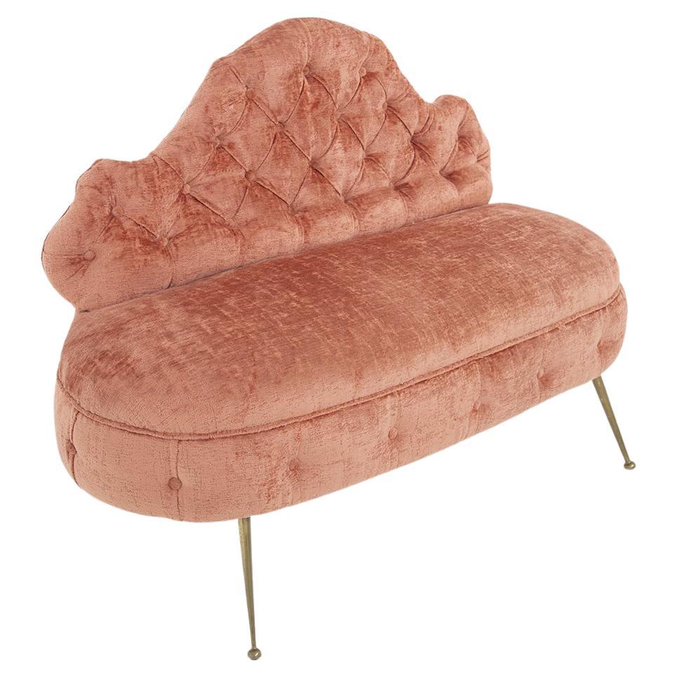 Italienisches Damast-Sofa Capitonnè im Angebot