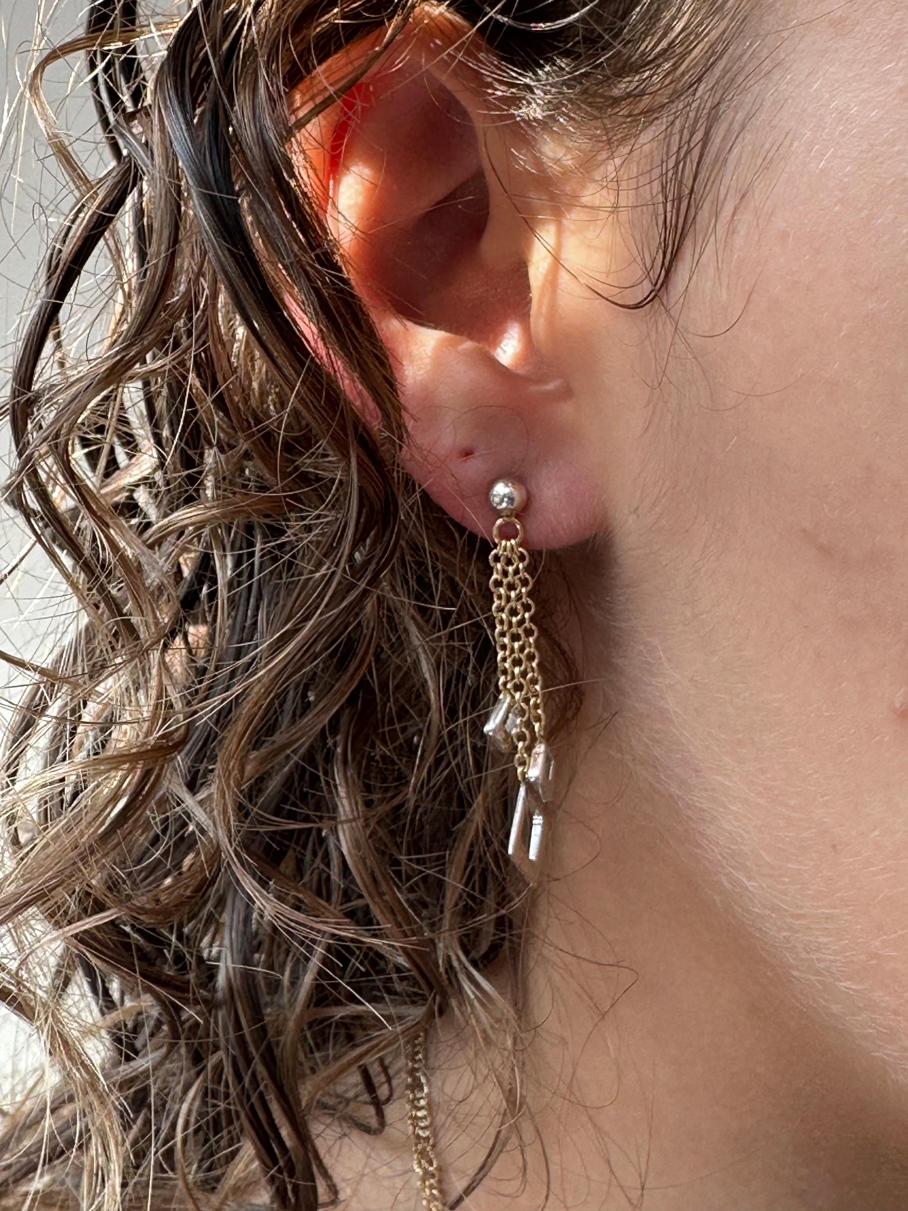 Modern Italian Dangle Earrings Yellow and White Gold For Sale