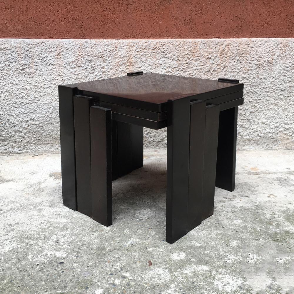 Late 20th Century Italian Dark Brown Color Lacquered Wood Coffee Tables, 1970s