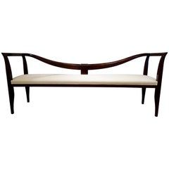Italian Dark Brown Emilio Lancia Re-Editioned Upholstered Long Bench or Settee