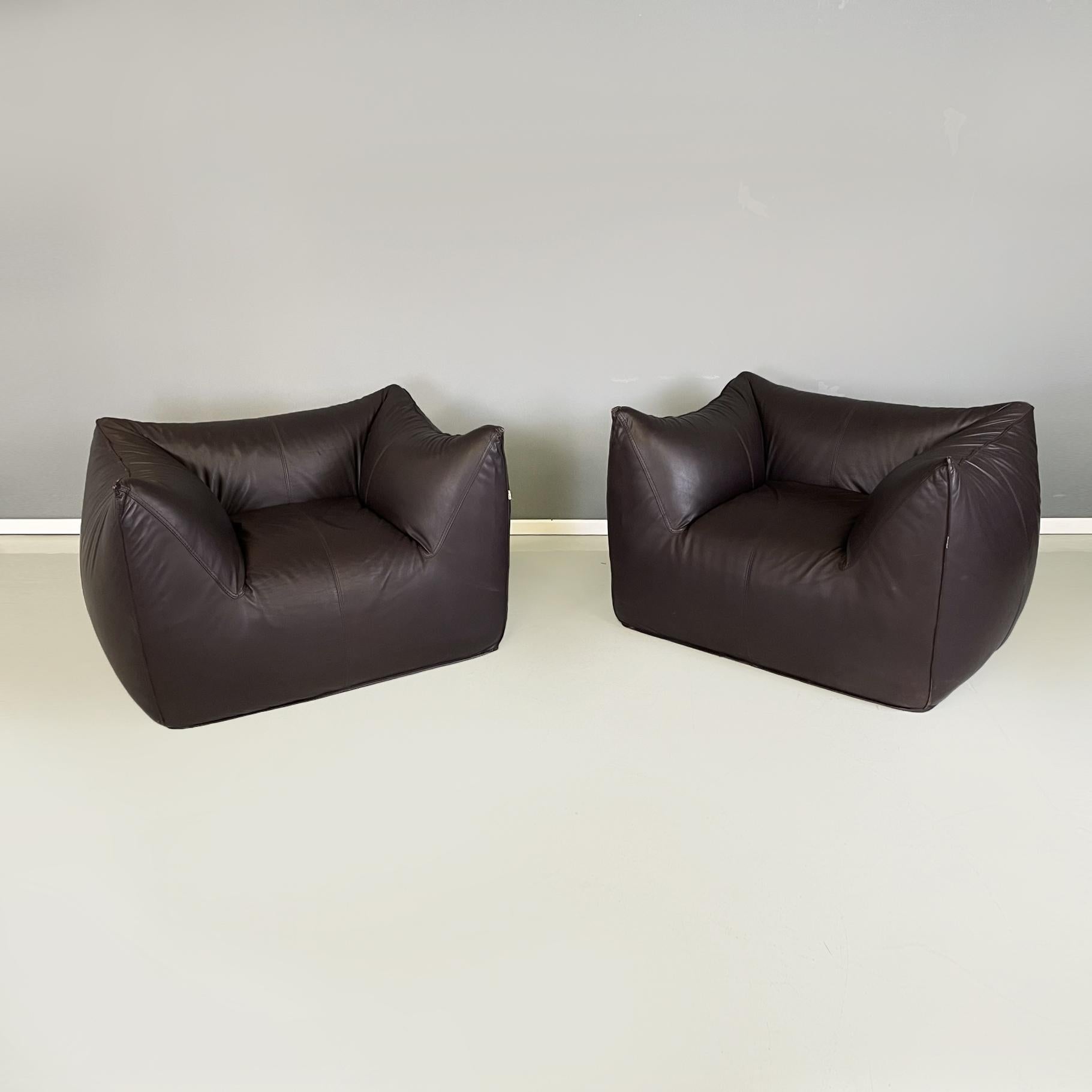 Italian Dark Brown Sofa and Armchairs Le Bambole by Mario Bellini for B&B, 1970s 7