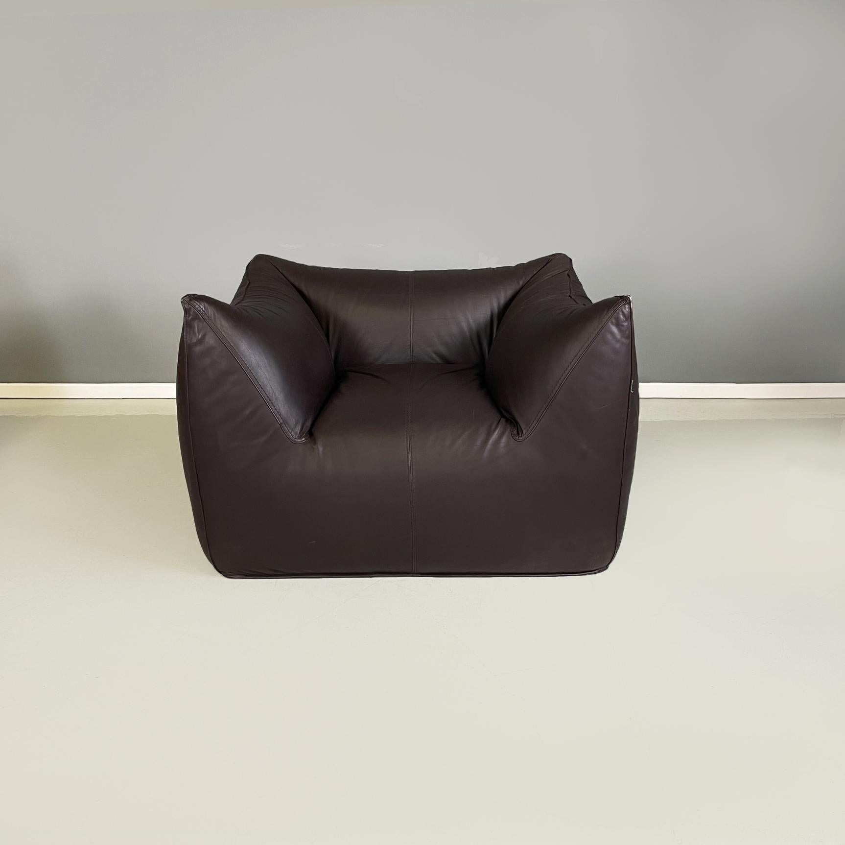 Italian Dark Brown Sofa and Armchairs Le Bambole by Mario Bellini for B&B, 1970s 8