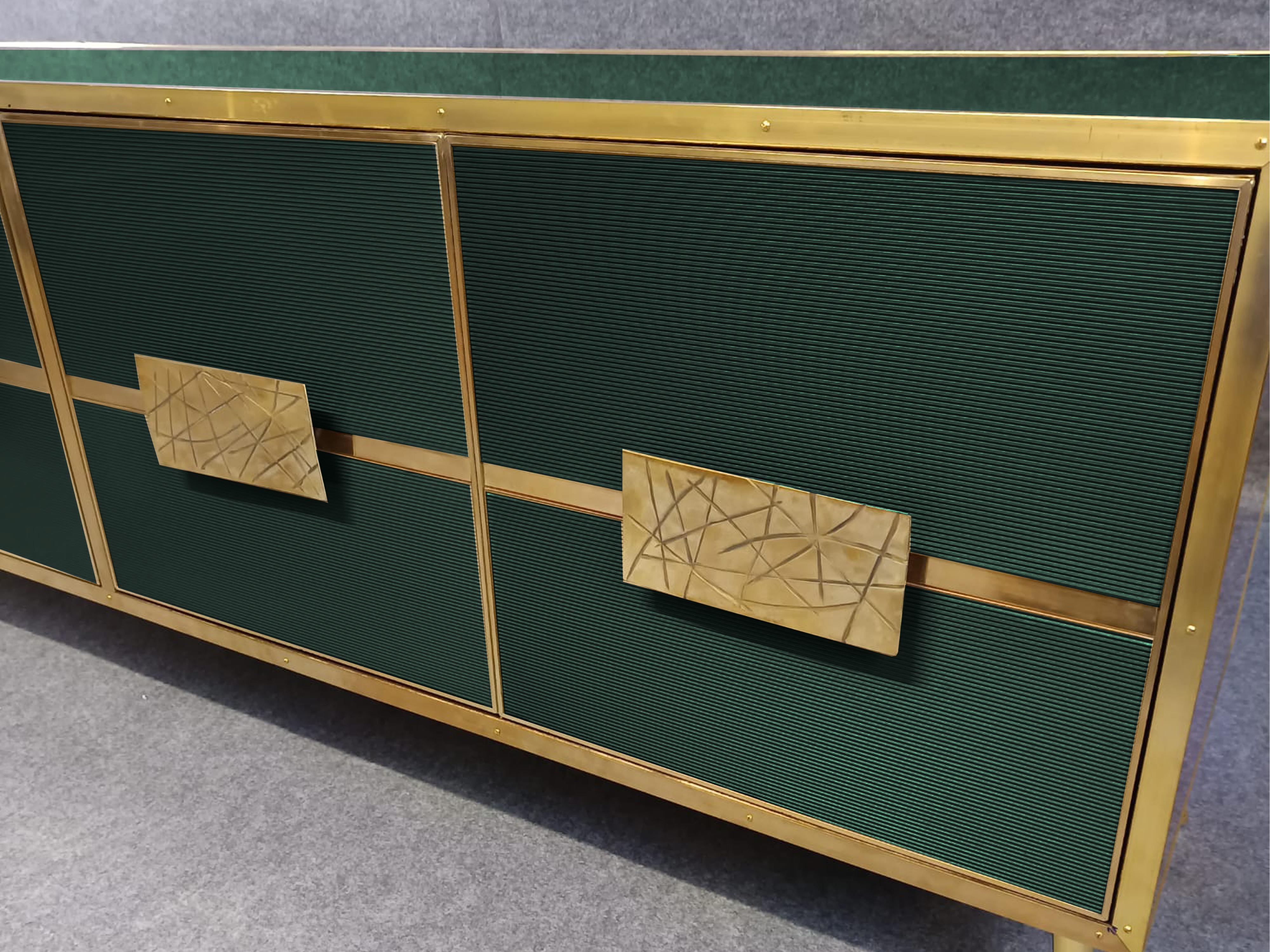 Moderno Italian Dark Green Buffet Sideboard with 