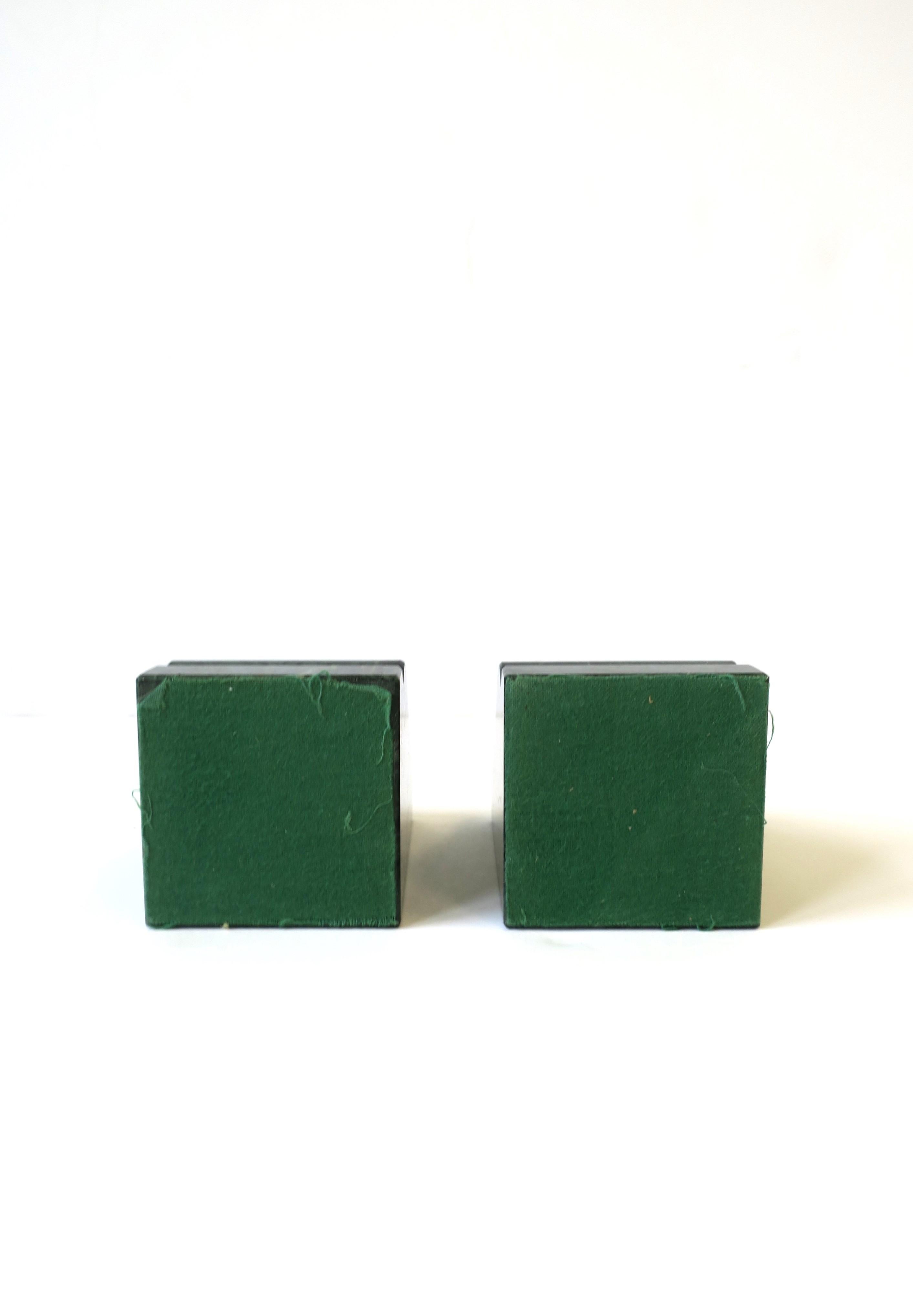 Italian Verde Dark Green Marble Bookends, Pair For Sale 4