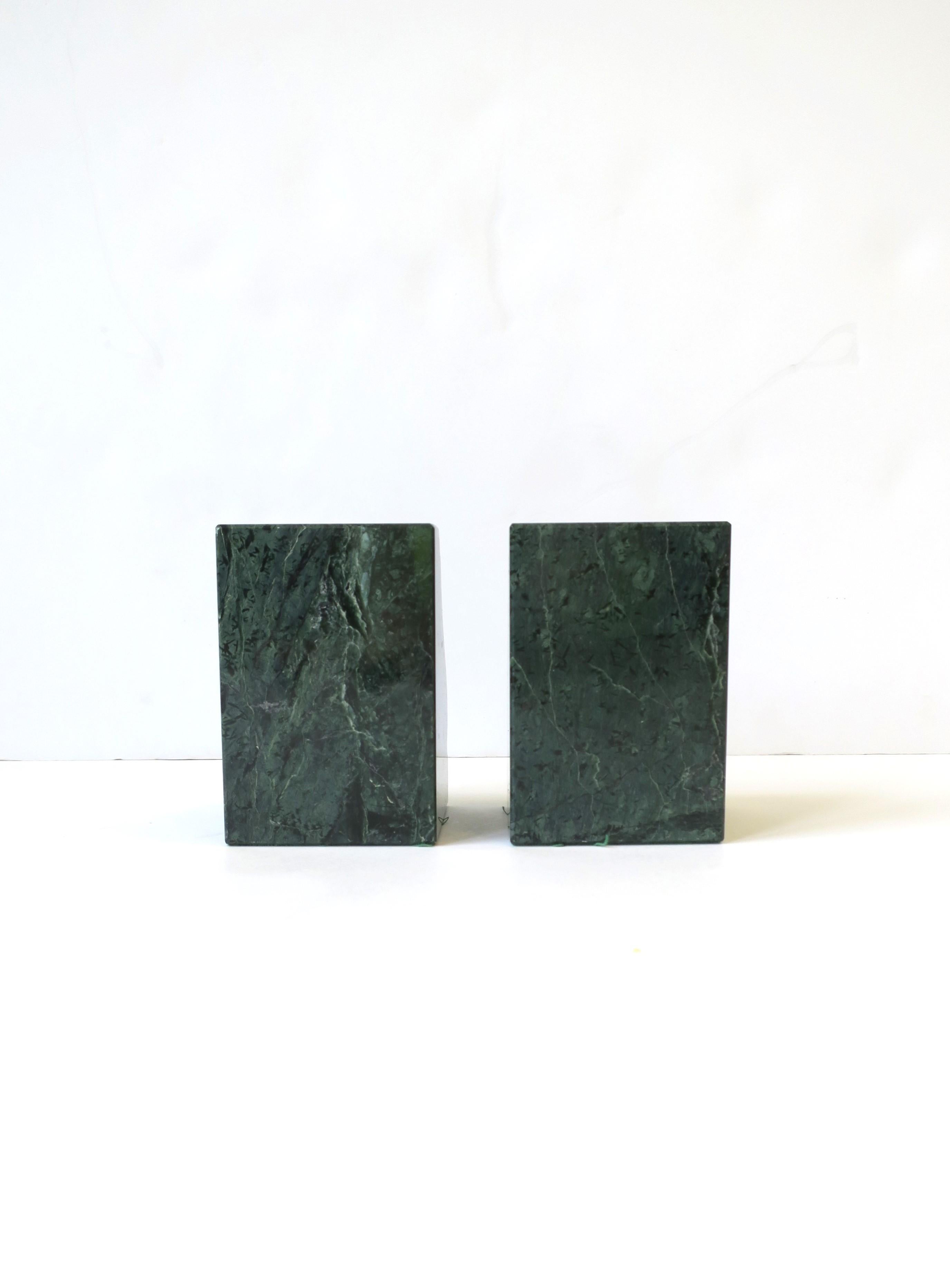 Italian Verde Dark Green Marble Bookends, Pair For Sale 3