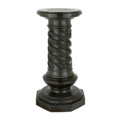 Italian Dark Green Serpentine Marble Pedestal Column
