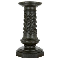 Italian Dark Green Serpentine Marble Pedestal Column