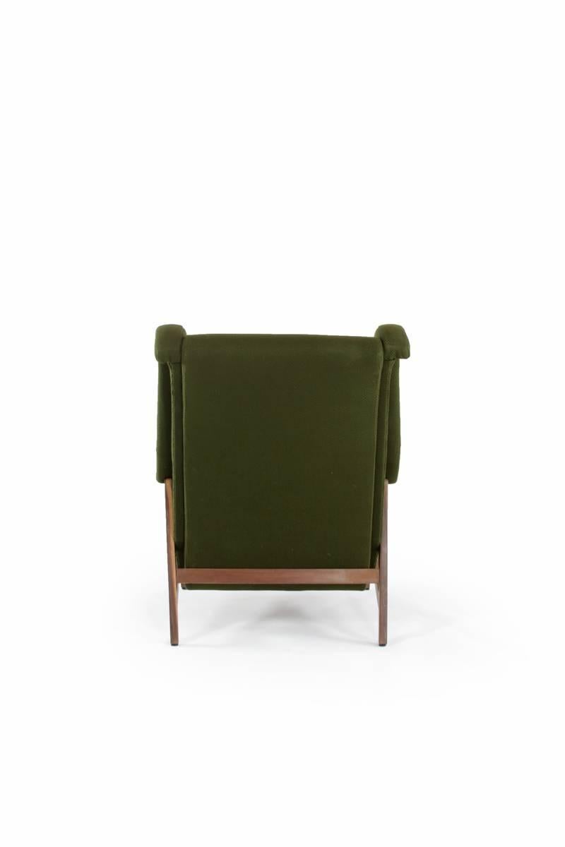 Mid-20th Century Italian Dark Olive Green Wingchair in the Manner of Gianfranco Frattini For Sale