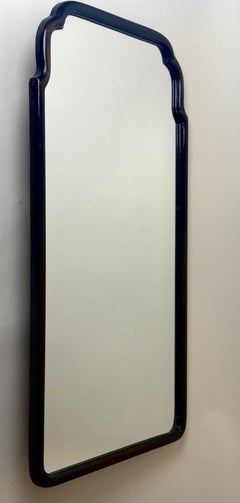Italian Dark-Stained Beechwood Wall Mirror with Sculptural Frame, 1940s