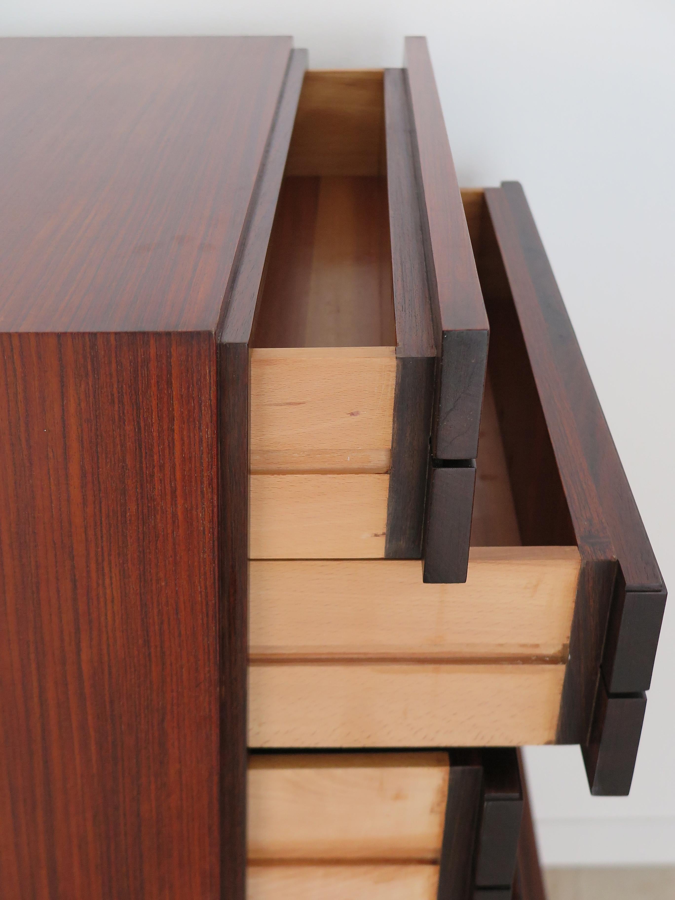Italian Dark Wood Midcentury Modern Design Cabinet Chest of Drawers 1960s For Sale 8