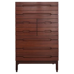 Used Italian Dark Wood Midcentury Modern Design Cabinet Chest of Drawers 1960s