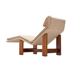 Méridienne italienne en tissu beige et noyer de Mobil Girgi