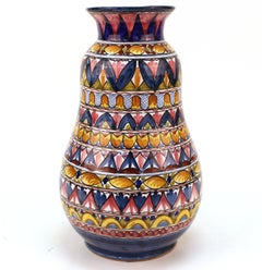 Italian De Marinis Vietri Geometric Earthenware Pottery Vase