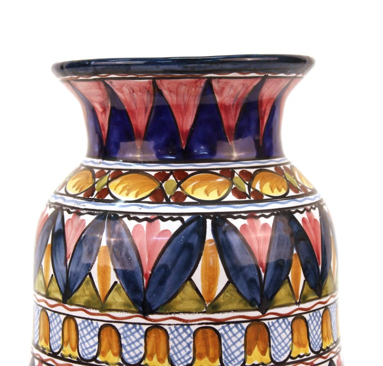 Italian De Marinis Vietri Geometric Earthenware Pottery Vase at 1stDibs