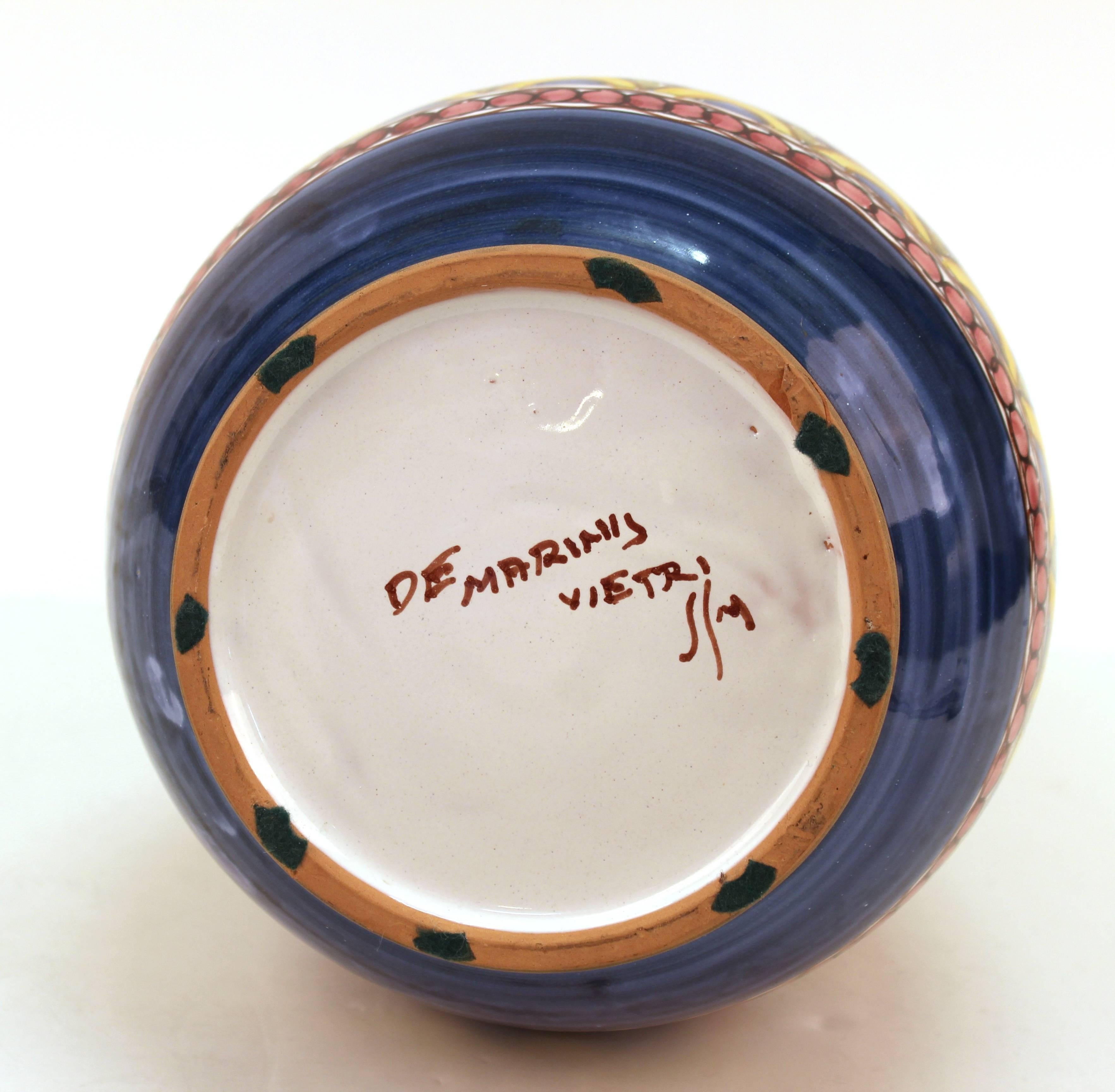 Mid-Century Modern Italian De Marinis Vietri Geometric Earthenware Pottery Vase