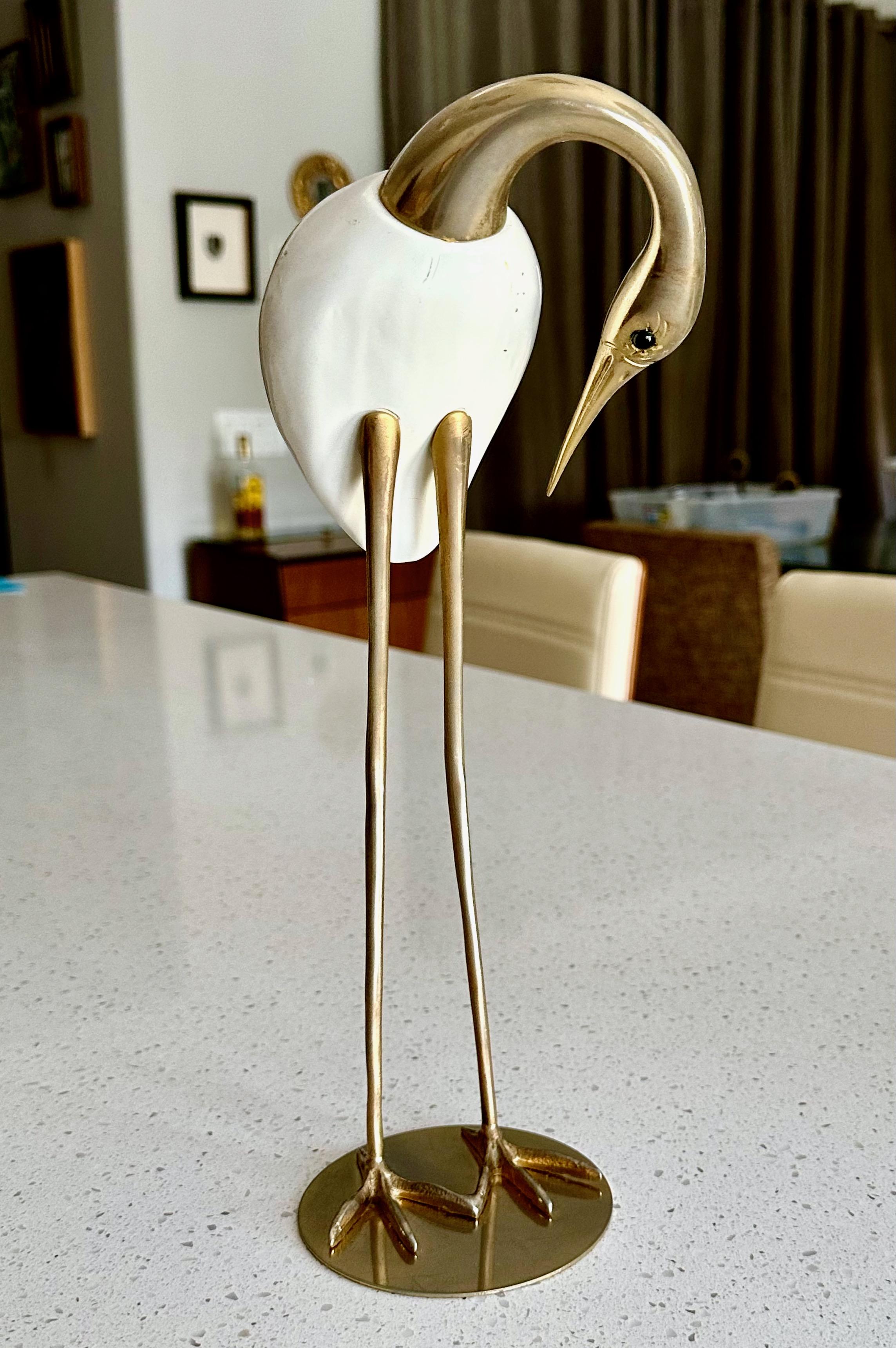 Ottone Italiano De Stijl Firenze Mid-Century  Scultura figurata di gru in vendita