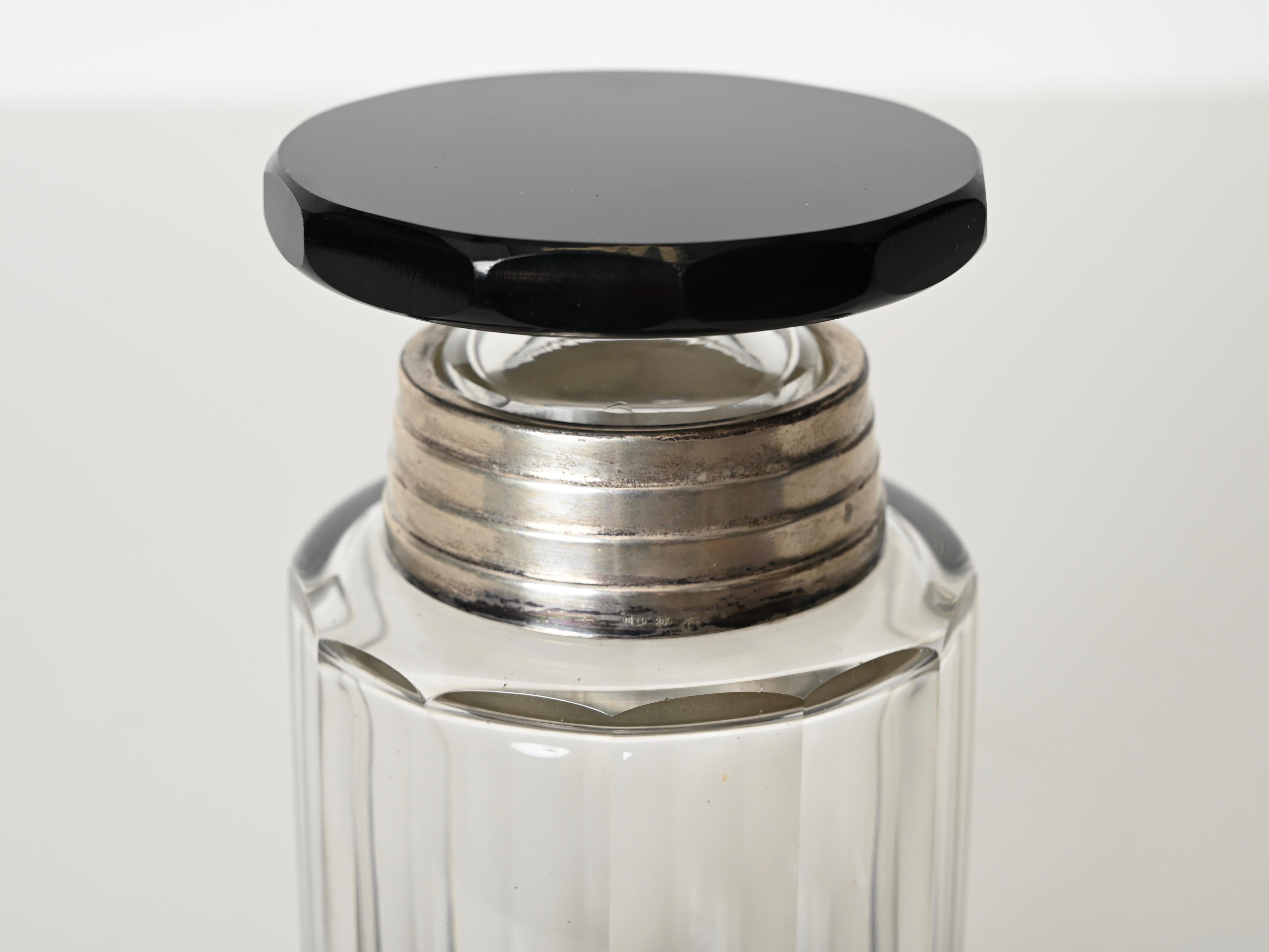 Italian Deco Crystal Box or Vase with Silver Lid, Italy, 1930s For Sale 6