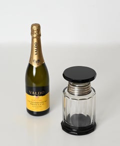 Scatola o vaso di cristallo Deco italiano con coperchio d'argento, Italia, anni '30