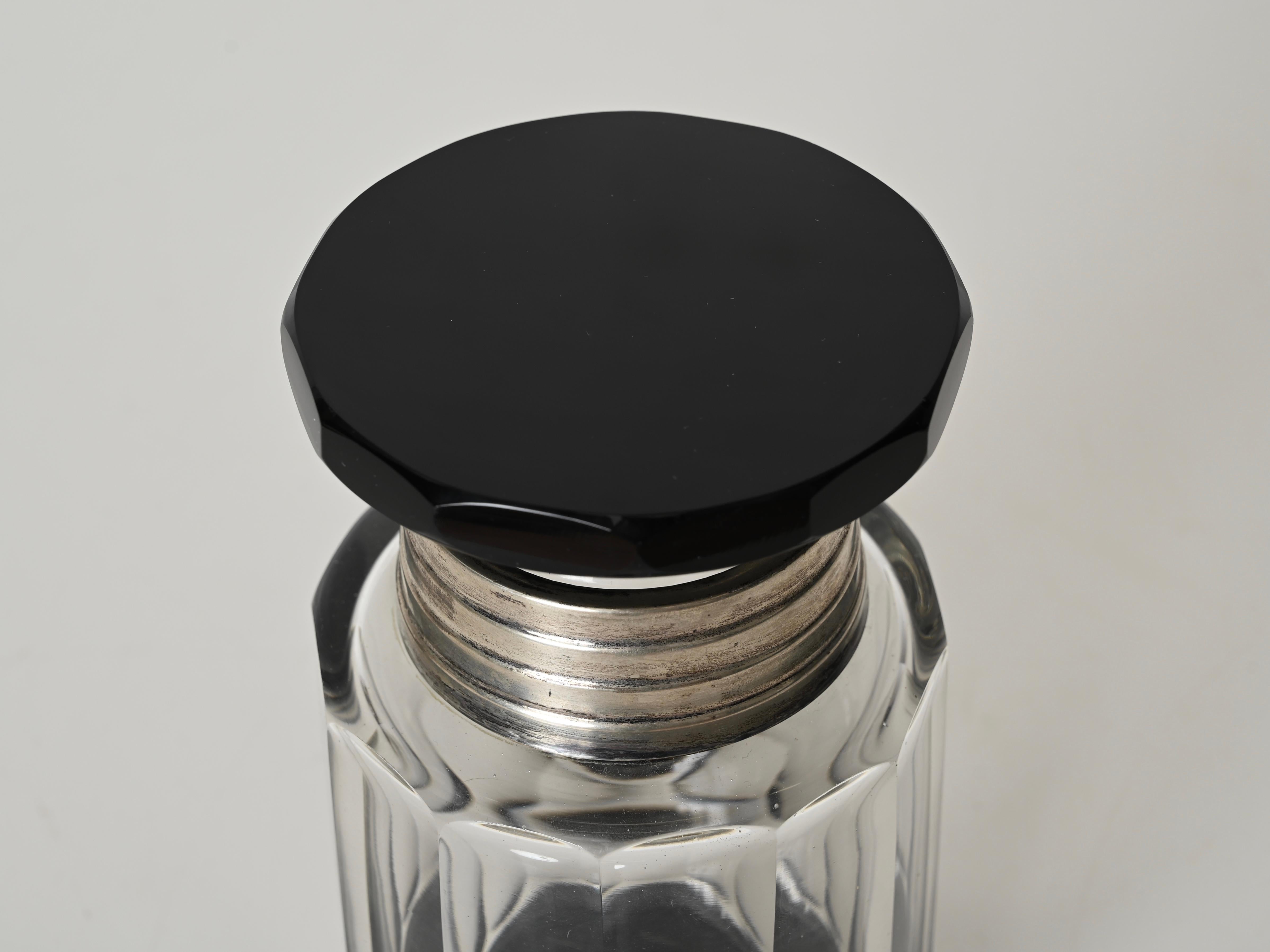 Italian Deco Crystal Box or Vase with Silver Lid, Italy, 1930s For Sale 2