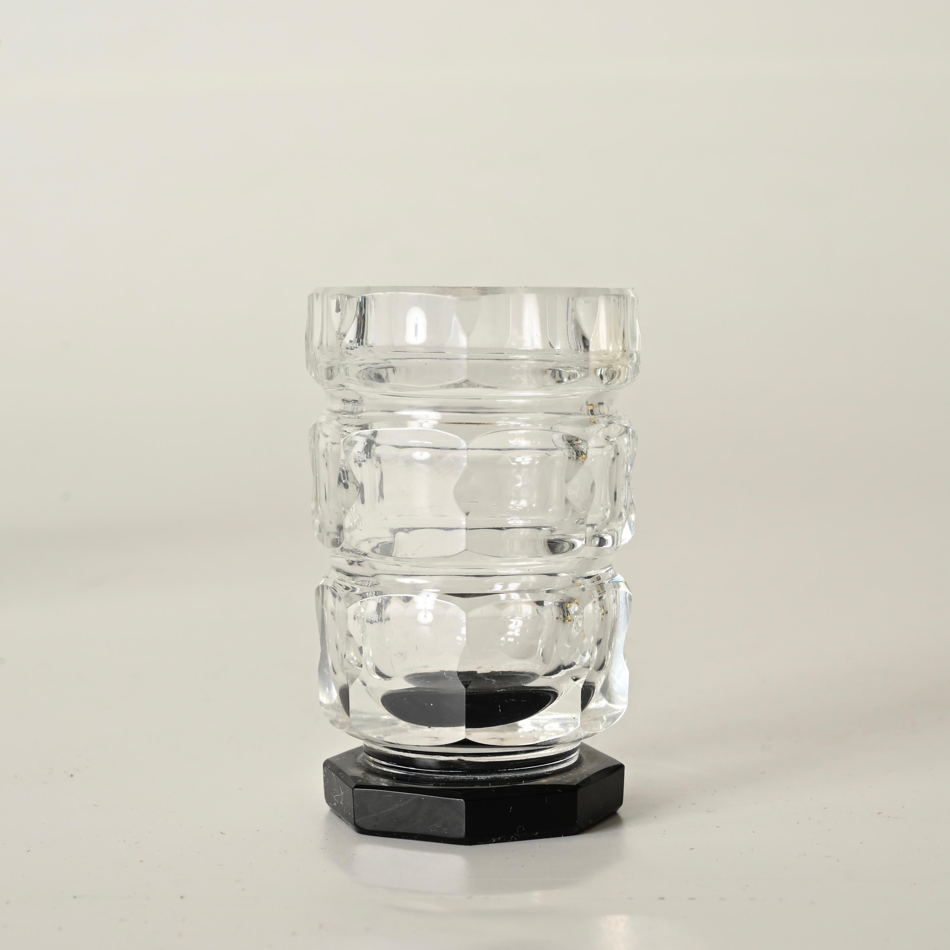 Italienisches Deko-Kristallkaraffen- und Glasset mit Silberdetails, Italien, 1930er Jahre im Angebot 7