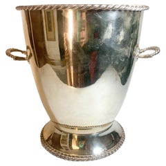 Italian Deco Ice Bucket in Silver-Plated Metal 1940s