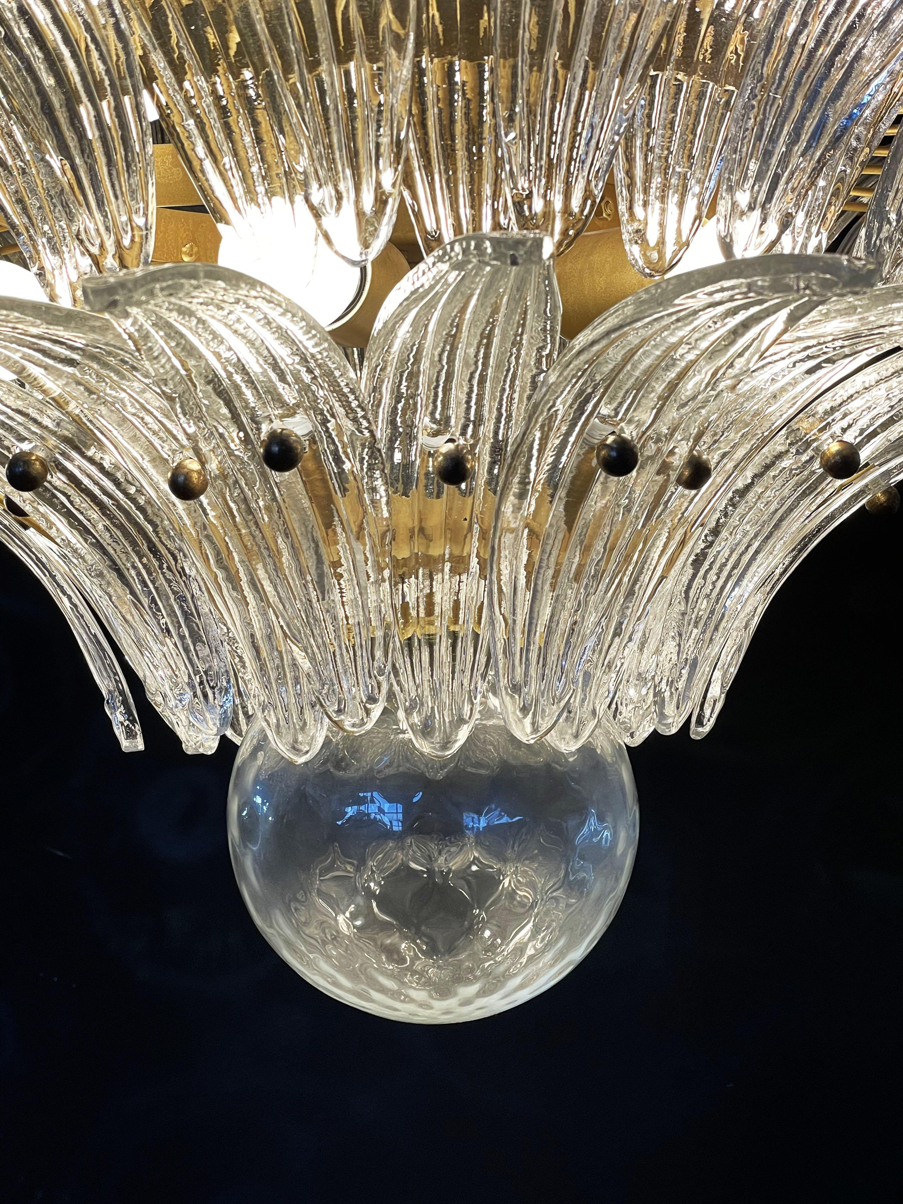 Art Glass Italian Deco Leaves Murano Chandelier For Sale