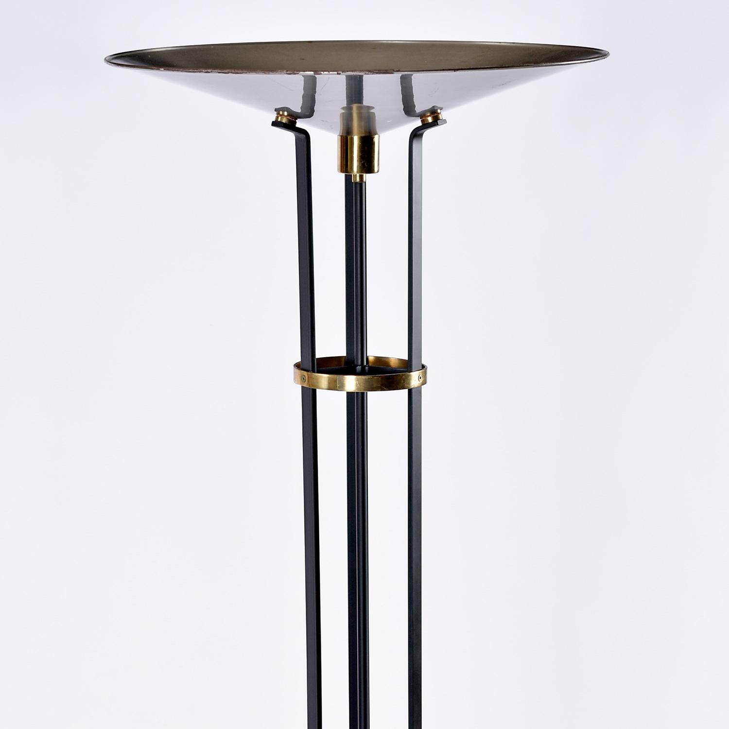 Mid-Century Modern Italian Deco Modern Brass Cymbal Torchiere Floor Lamps Set