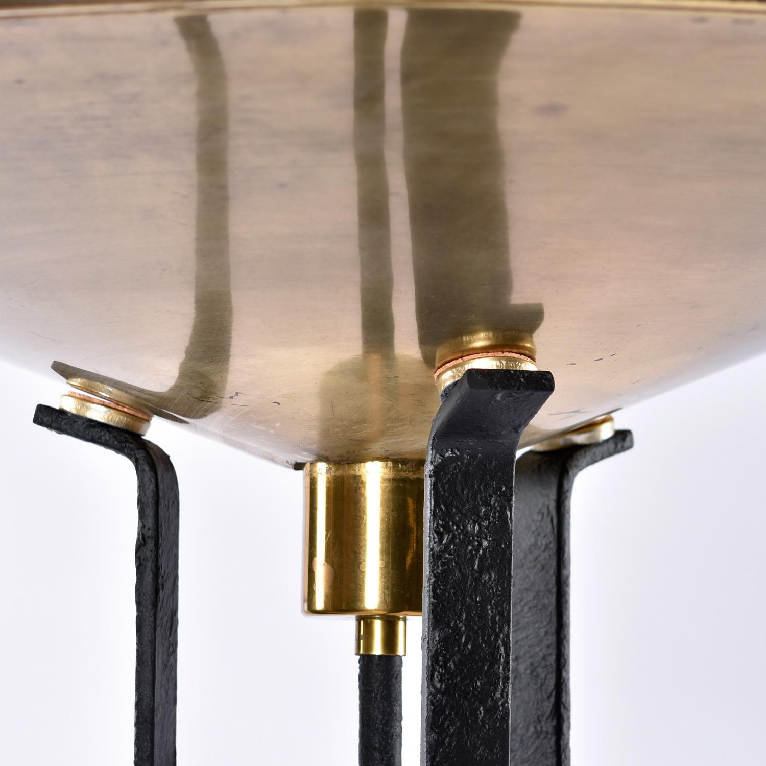 20th Century Italian Deco Modern Brass Cymbal Torchiere Floor Lamps Set