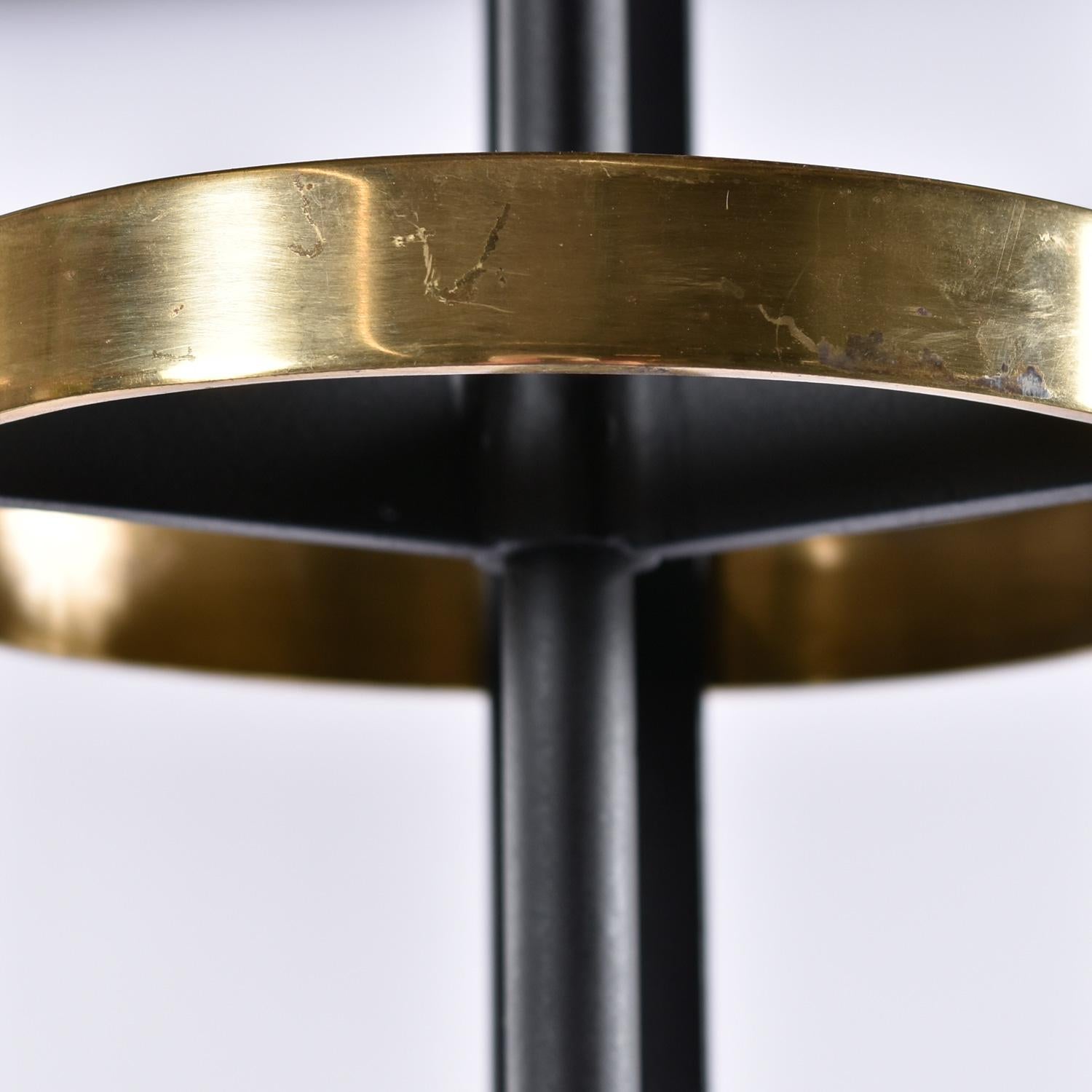 Italian Deco Modern Brass Cymbal Torchiere Floor Lamps Set 2