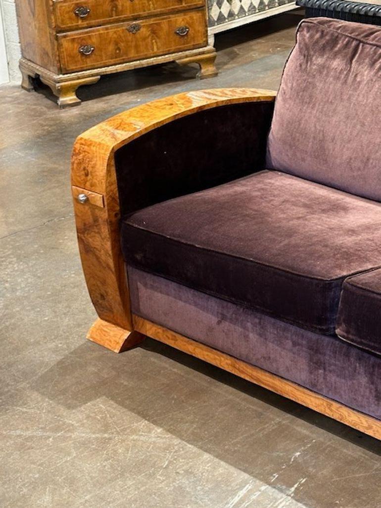 Velvet Italian Deco Sofa For Sale