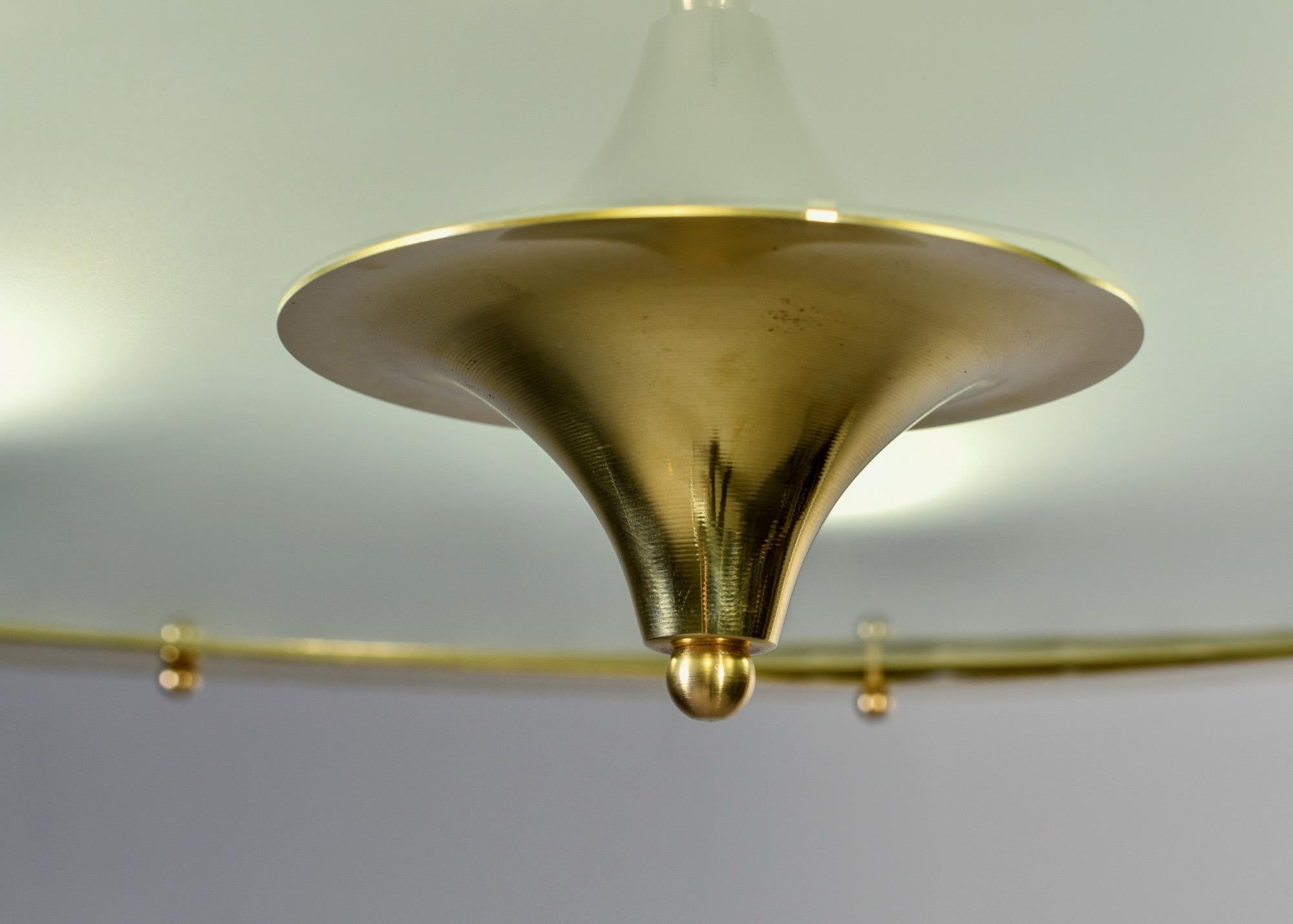 Italian Deco Style Fixture with Polished Brass and Glass Rod Frame 5