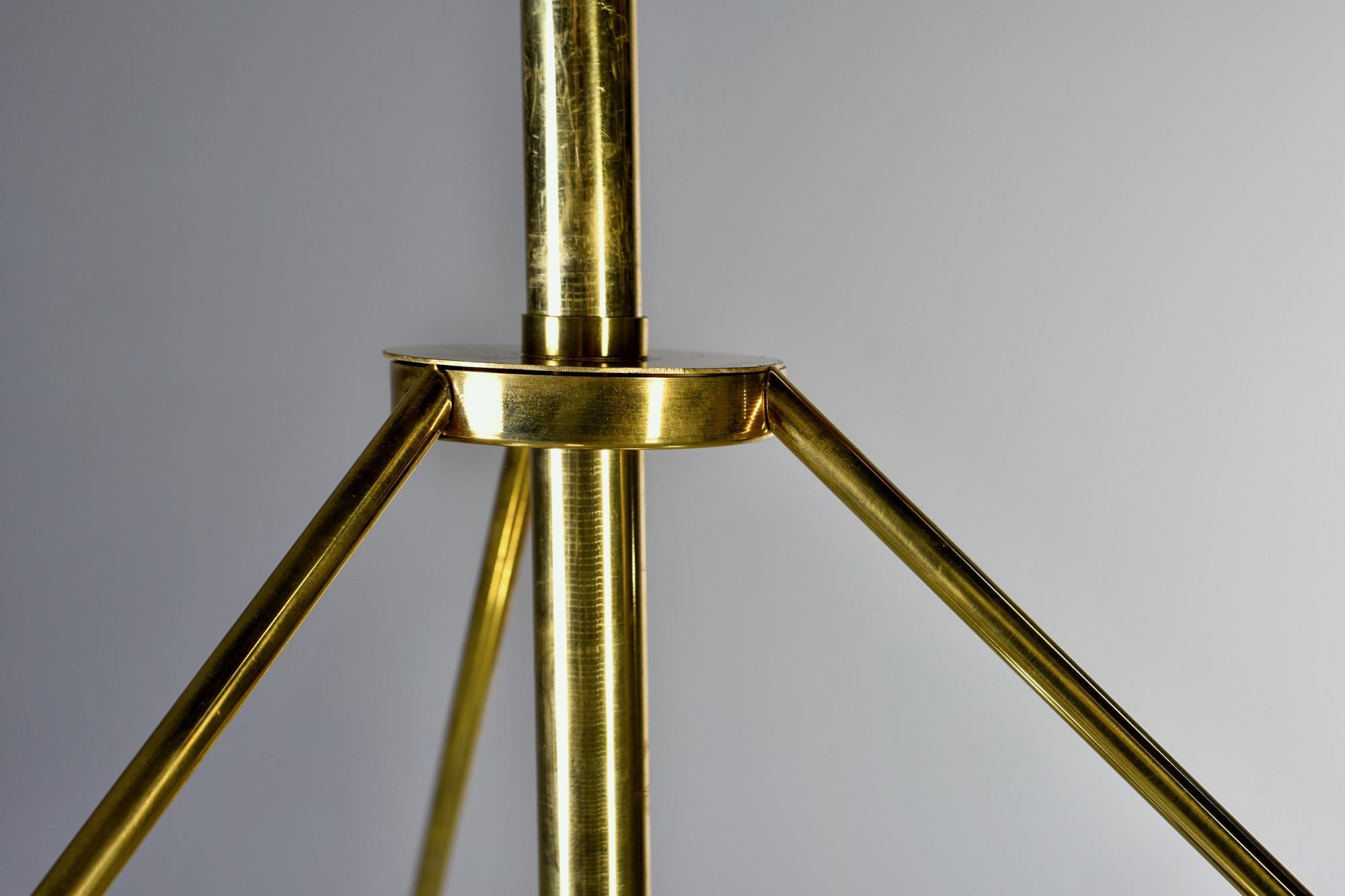 Contemporary Italian Deco Style Fixture with Polished Brass and Glass Rod Frame