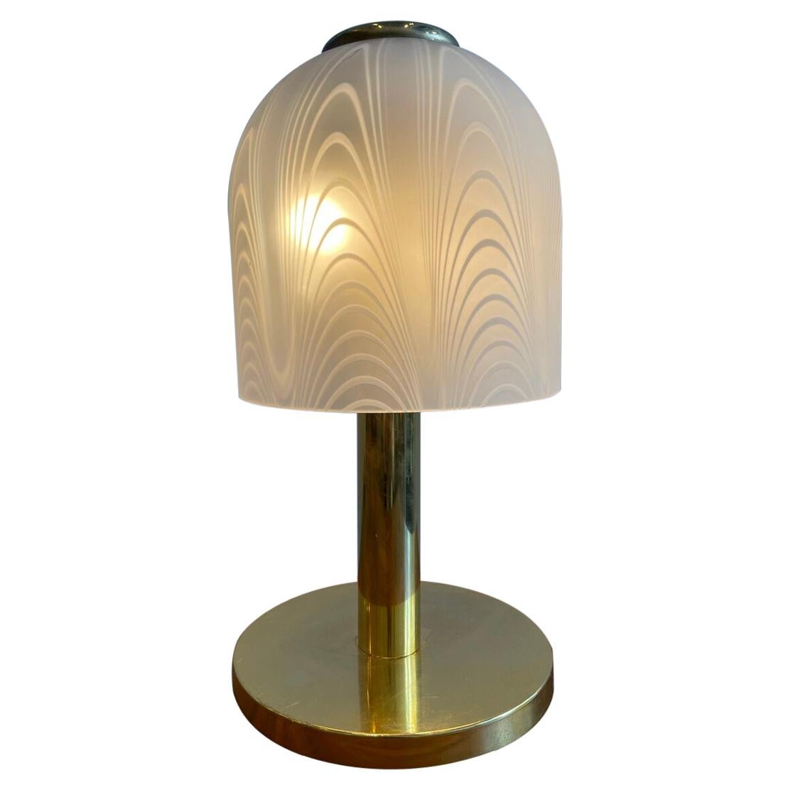 Italian Deco Table Lamp in Glass and Brass