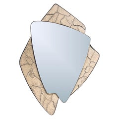 Italian Deconstructed Japanese Style Rose Beige Ceramic Bronze Mirror Sculpture