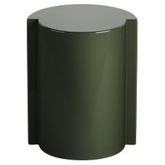 Italian Deconstructed Side Table and Stool in Olive Green Lacquer