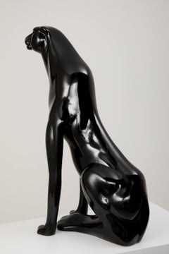 Italian Decorative Black Panther Sculpture, 1980s
