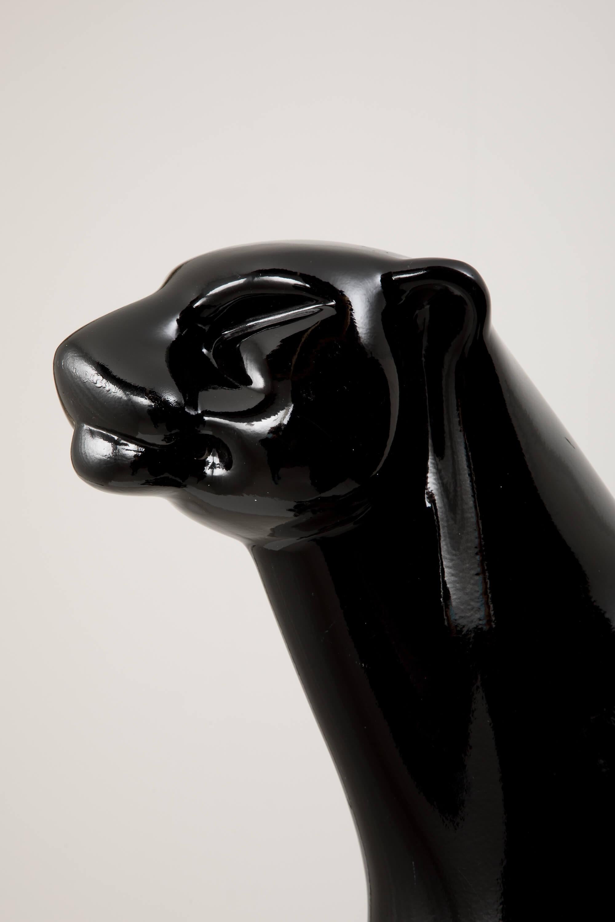 Italian Decorative Black Panther Sculpture, 1980s In Excellent Condition For Sale In Cheyenne, WY