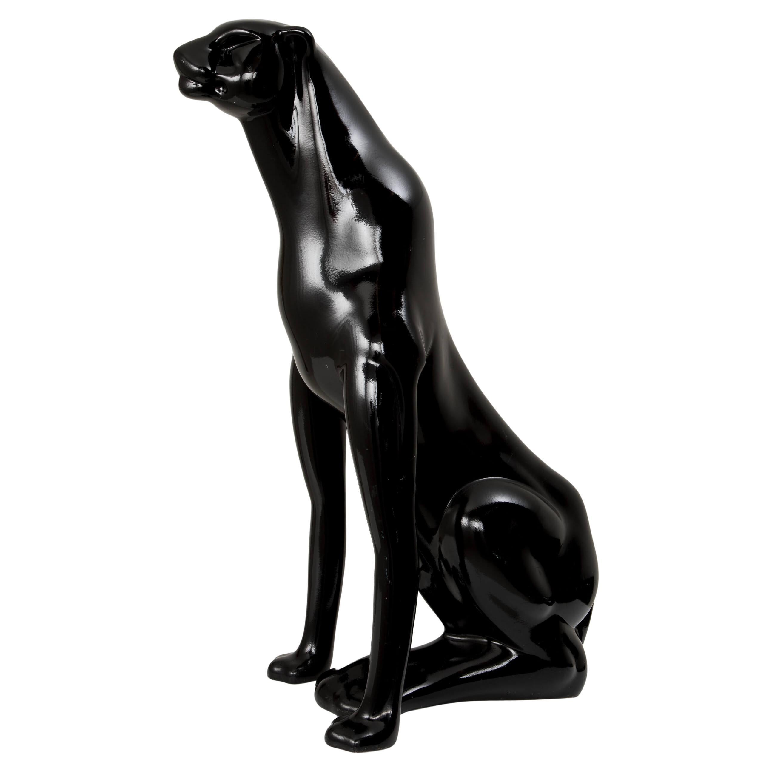 Italian Decorative Black Panther Sculpture, 1980s For Sale