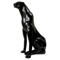 Italian Decorative Black Panther Sculpture, 1980s