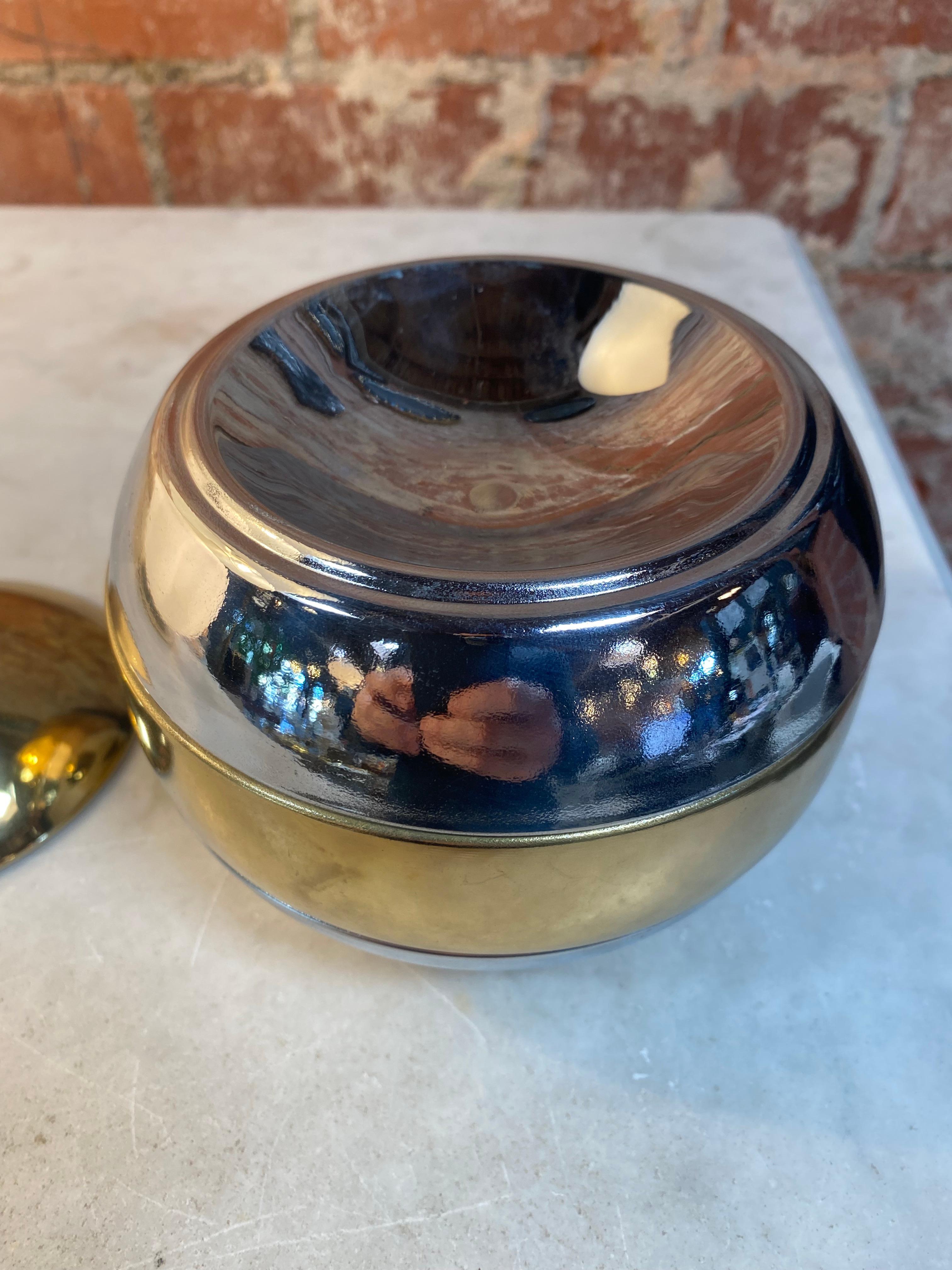 Italian Decorative Brass and Silver Ball 1980s In Good Condition For Sale In Los Angeles, CA