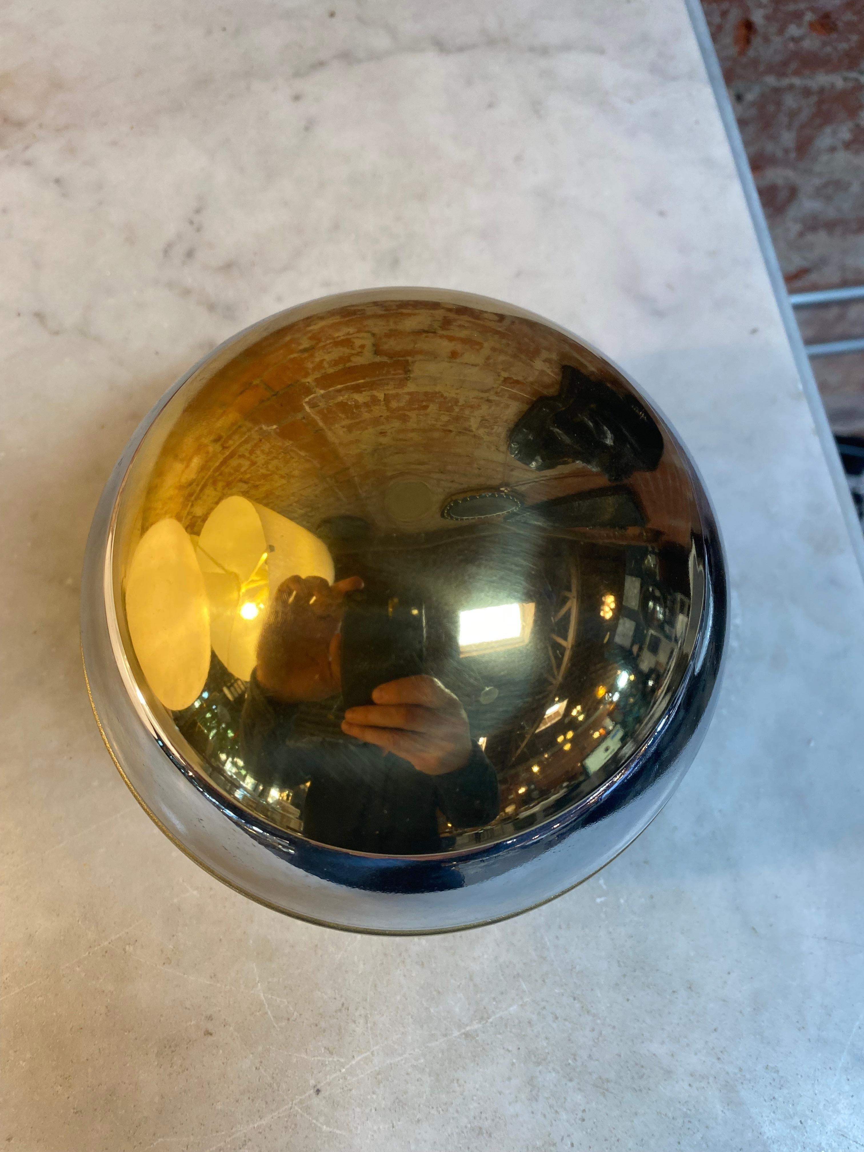 Late 20th Century Italian Decorative Brass and Silver Ball 1980s For Sale