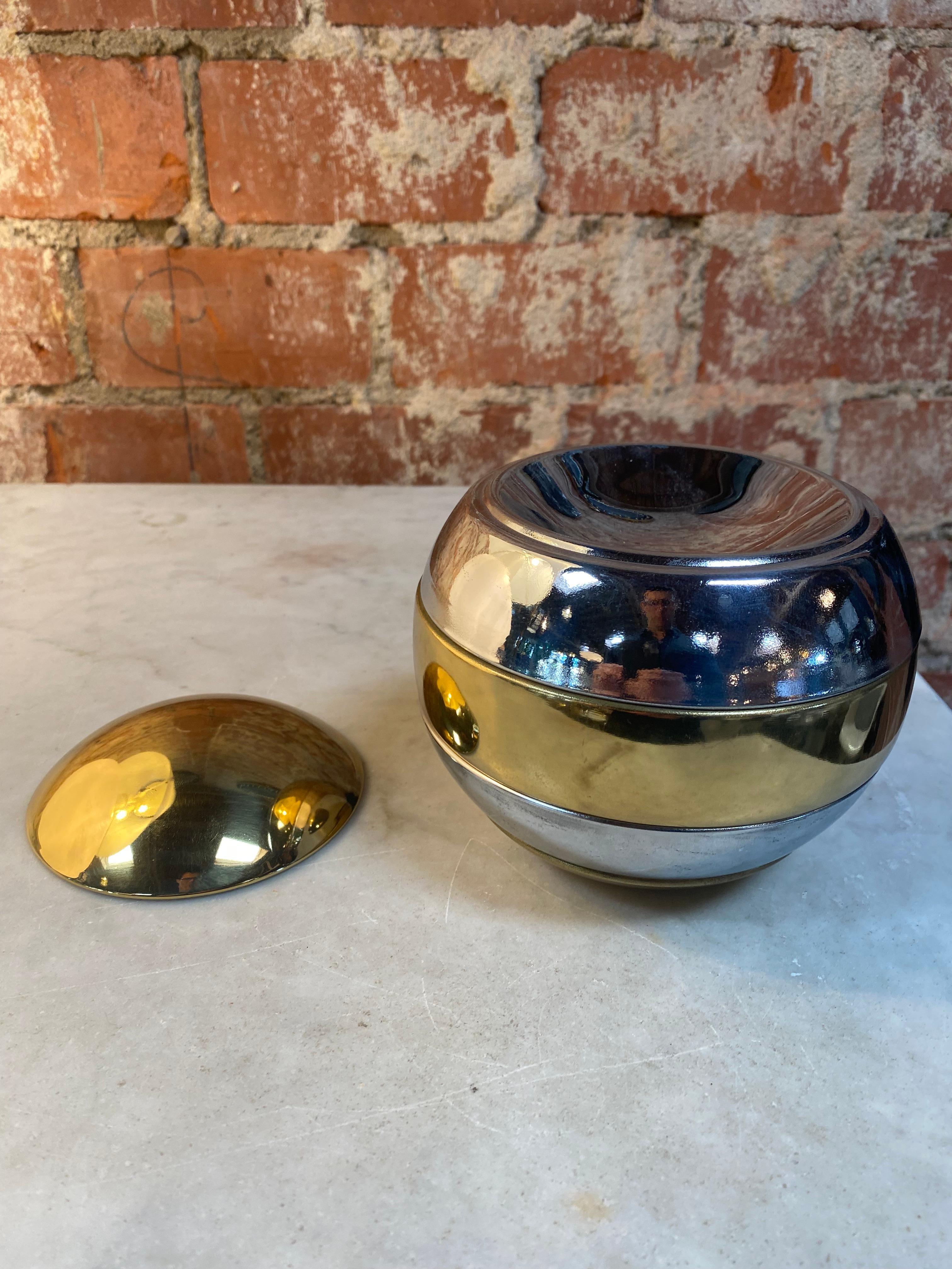 Italian Decorative Brass and Silver Ball 1980s For Sale 2