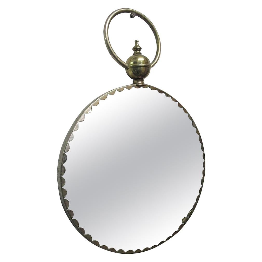 Italian Decorative Brass Mirror For Sale