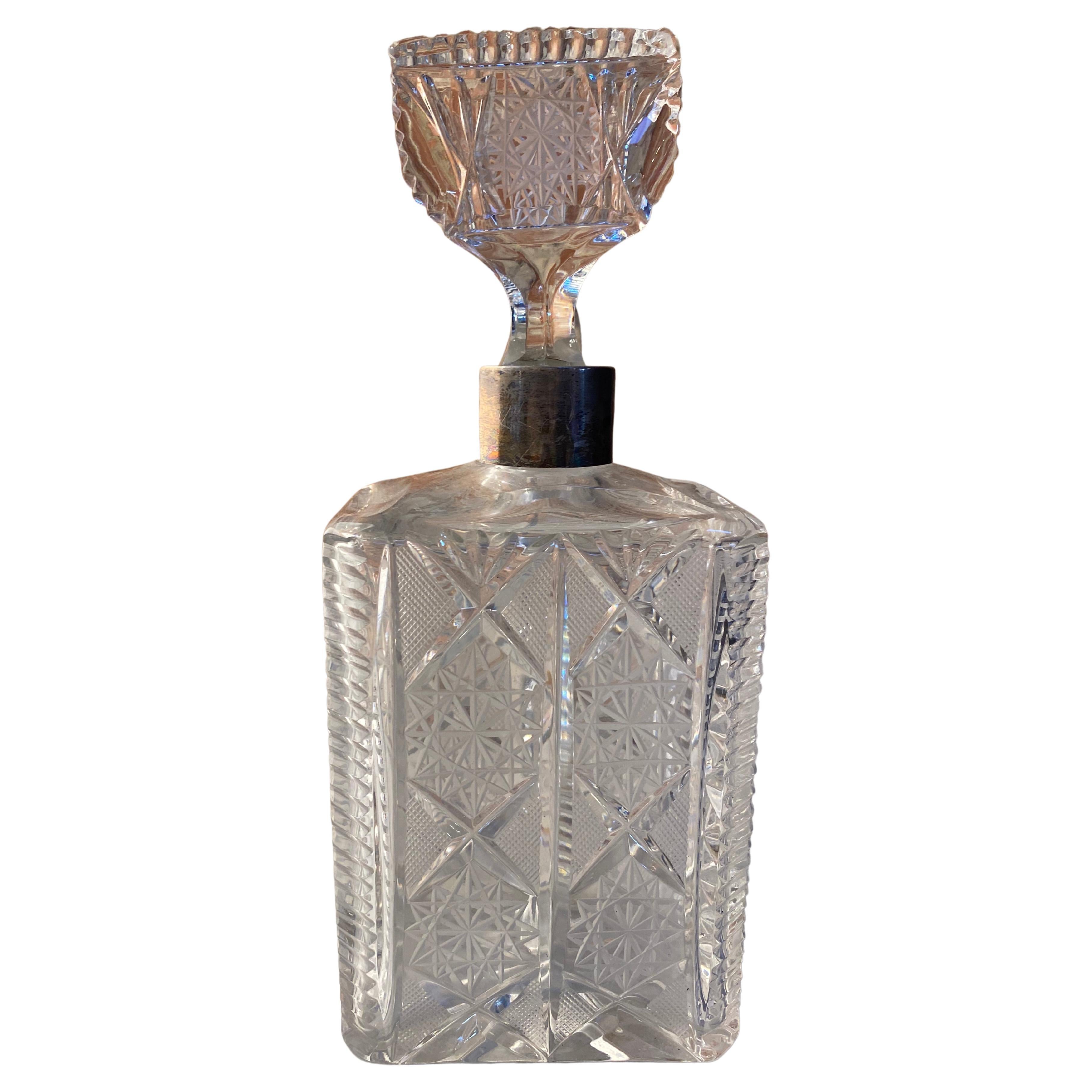 Italian Decorative Crystal and Silver Bottle 1940s
